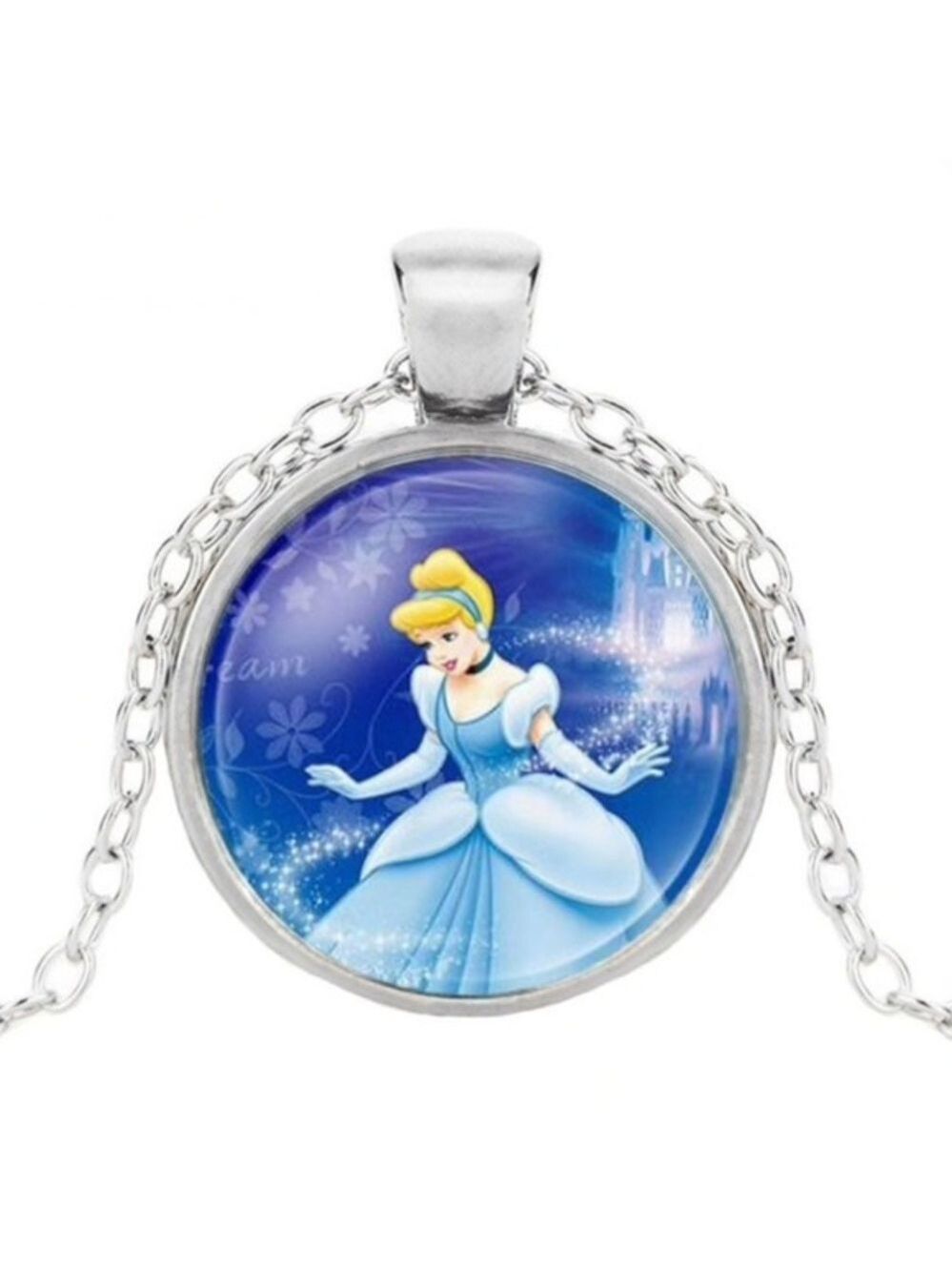 Cinderella Silver Medallion Necklace